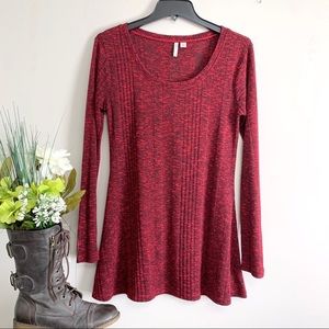 Cato Burgundy Long Sleeve Ribbed Top / Tunic